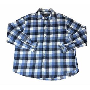 Cactus Authentic Work Wear Flannel Shirt‎ Size XL Blue Plaid